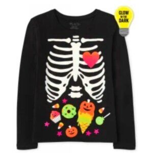 Girls glow-in-the-dark  skeleton candy halloween Graphic Tee